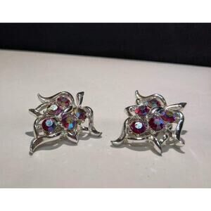 Sarah Coventry Red Aurora Borealis Clip ons